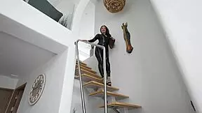 Coming home to roommate in leather for blowjob