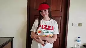 The delivery boy fucked the teen 18+ pizza girl in missionary and doggystyle for a good tip