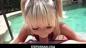StepsisRaw - Tiny Blonde Teen Stepsister Gets Nailed Outdoors in POV with Jessie Saint and Chad Alva