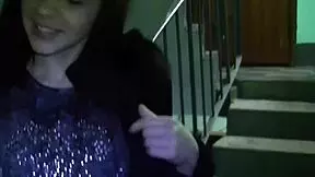 The young girlfriend gets fucked hard in the stairwell by her pickup