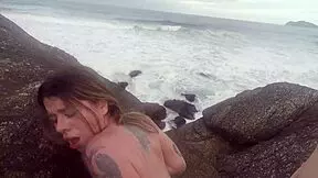 begging for cum from gifted young man on beach in floripa