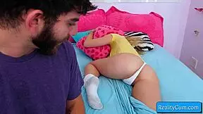 Stepbrother discovers stepsister's fun with bestie