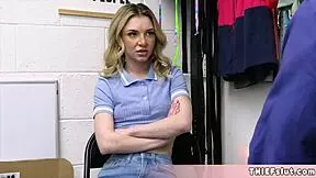 Extra Cute Blonde Shoplifter With Funny Freckles Caught And Gets Her Tiny 18+ Pussy Punished Real Hard