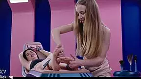 Hey, check this cute brunette Brill Angel tied up for feather feet tickling with Nata Gold! 😅