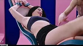 Hey, check this cute brunette Brill Angel tied up for feather feet tickling with Nata Gold! 😅