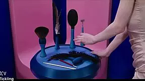 Hey, check this cute brunette Brill Angel tied up for feather feet tickling with Nata Gold! 😅