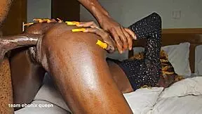 Skinny slut rides big cock in cowgirl and missionary.