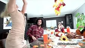 Feasting on food during thanksgiving party