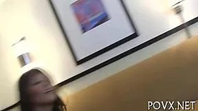 Mena Li sucks cock in POV.