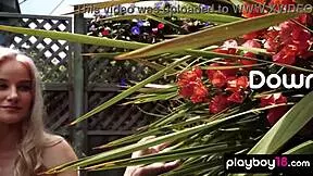 can skinny blonde teen 18+ roxy shaw strip and water her tiny 18+ tits outdoors?