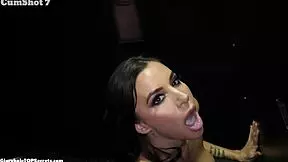 Gia cannot go any deeper in this blowjob cumshot with big cock at the gloryhole