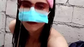 Sexy pinay teen uses dildo solo at construction site