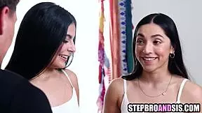 These latina stepsisters are sharing one big cock in a threesome