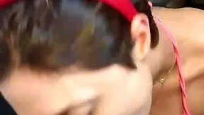 Sadira says, 'Watch me tease with my big cock in the bathroom quickie'