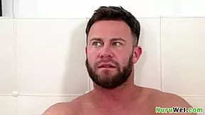 Two naughty girls share dick in wet nuru massage threesome with Seth Gamble 😏