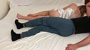 unplanned rough fuck with stepbro sharing bed he cums risky inside wet pussy 😈