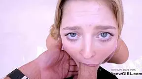 Cute blonde gets deepthroat fucked hard