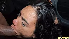 Latina with tattoo rides monster cock deepthroat!