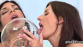 Wow, lezzie teen 18+ies splashed with piss and wet vaginas! 😜