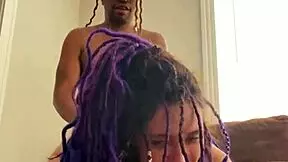 Purple dreadhead goth milf took a rough pounding from hard dick. She broke under pressure.