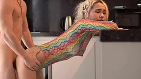 Tight Pussy Tickles Big Cock in Wild Girlfriend Play with Blonde Natural Tits.