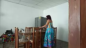 look at this sinful maid spreading her pussy for uncle's fetish fun