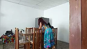 look at this sinful maid spreading her pussy for uncle's fetish fun