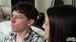 Stepbrother Whips Out His Big Cock For His Stepsister To Slobber On The Sofa