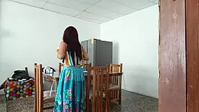 look at this sinful maid spreading her pussy for uncle's fetish fun