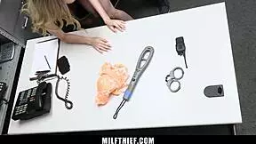 Suck that dick, teen thief, or else! The female officer commands!