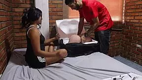 Hot Colombian babe fucks her ex and his sex doll on Easter, all homemade