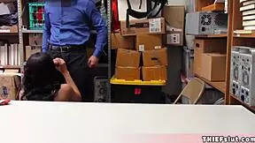 Petite half-black shoplifter teen caught and faces mall cop consequences