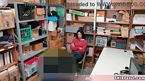 Petite half-black shoplifter teen caught and faces mall cop consequences