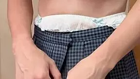 disguised bloomers girl slips on a bunny anal plug and enjoys nipple accessories in sexy lingerie