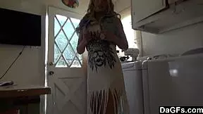 Dagfs - hottie teen 18+ banged in kitchen after shopping spree.