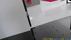 teen stepsis face creamed in pov