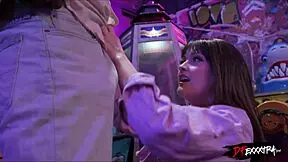 Blonde Teen vs Big Black Cock in Arcade Fuck