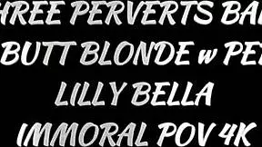 Wow, Lilly Bella's birthday gangbang with three huge cocks!