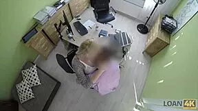 Loan4k agent says, I'll bang your tight teen pussy and approve the loan if you perform well.