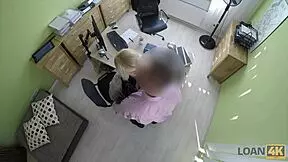 Loan4k agent says, I'll bang your tight teen pussy and approve the loan if you perform well.