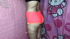 nude teen asian chick doing wild aerobics solo