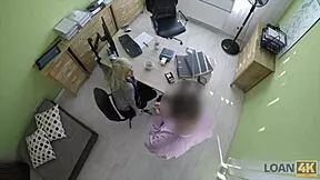 Loan4k agent says, I'll bang your tight teen pussy and approve the loan if you perform well.