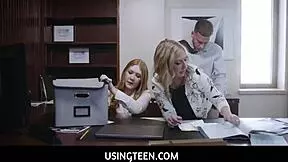 Redhead Hot Teen Intern And Blonde Milf Assistant Get Freeused Hardcore