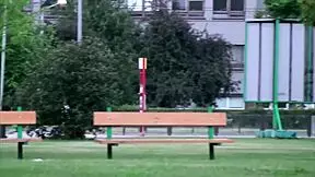 Extreme! Public threesome with cute teen Alexis Crystal!