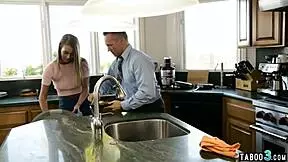 Dirty dude, are you testing your daughter-in-law's juicy pussy? How deep can you go?