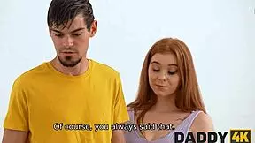 Cheating with uncle on sofa, riding cowgirl again and again