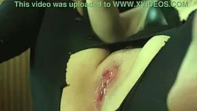 Teen uses app toy for intense squirting close up