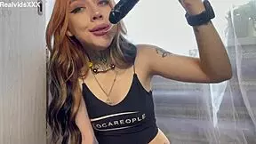 The girl managed to touch herself while playing with a toy