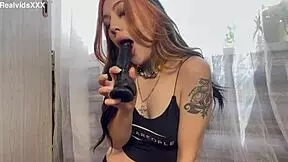 The girl managed to touch herself while playing with a toy