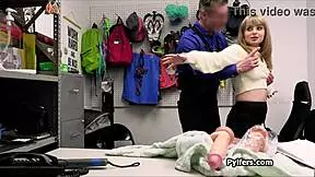 Caught busty hottie fucking with stolen toys at work?
